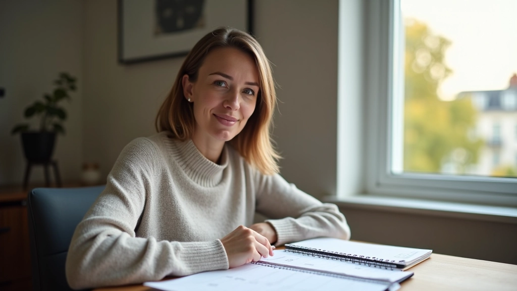 Person sitting at desk reviewing calendar and notes, analyzing time allocation and priorities with focused expression